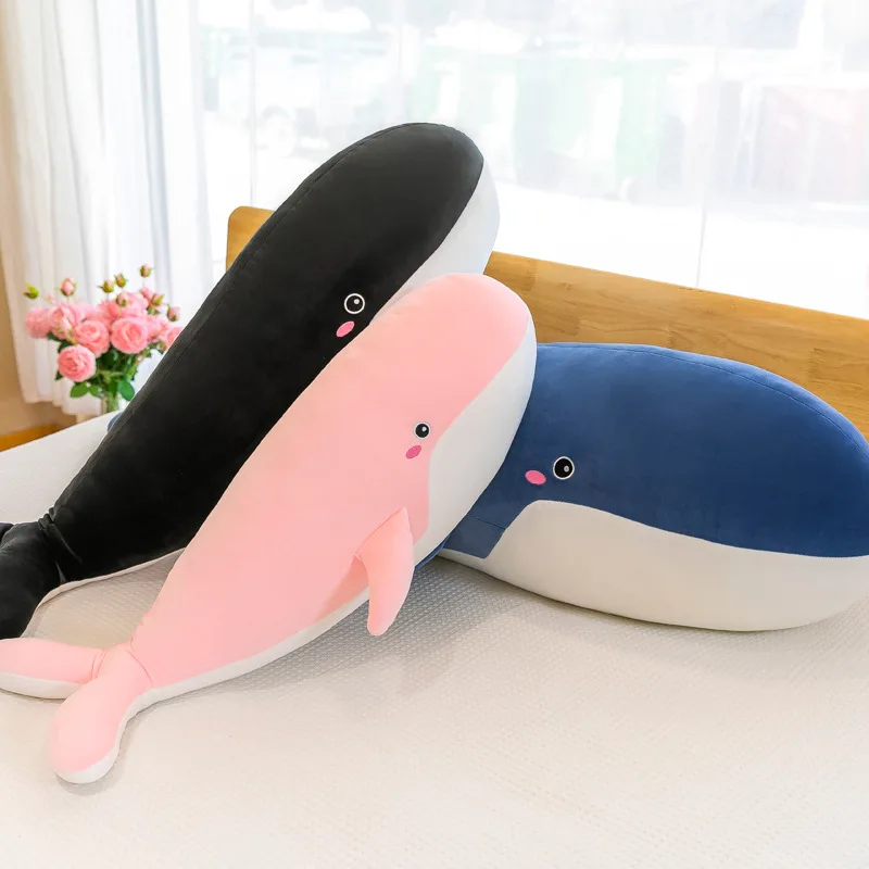 Kawaii Giant Whale Plush Stuffed Animal Doll Śliczna miękka poduszka Duża super miękka lalka Dekoracja pokoju Prezent urodzinowy Zabawki