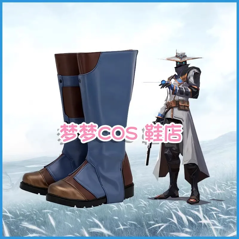 Giochi Valorant Cypher Scarpe cosplay Stivali fatti a mano in ecopelle