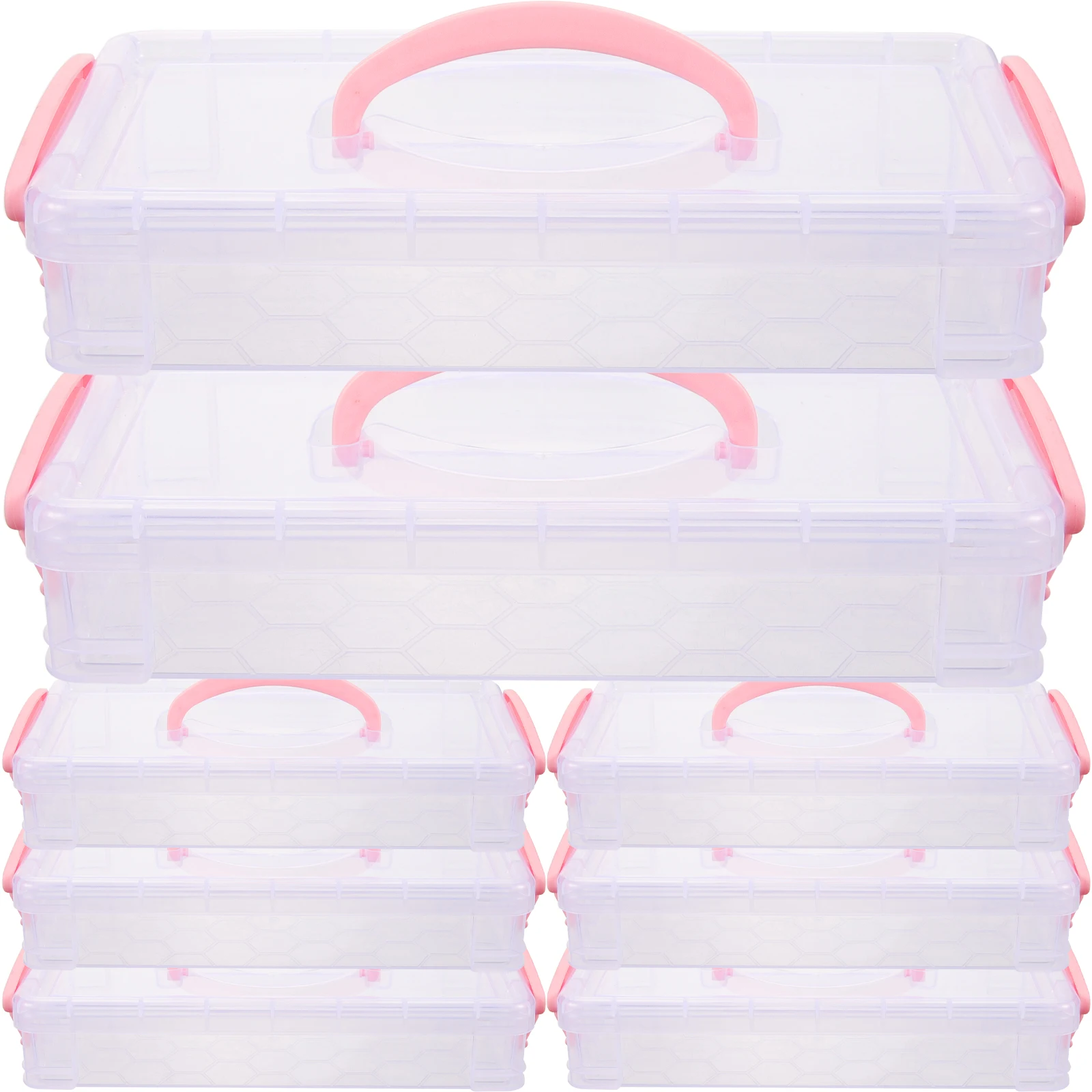 

Plastic Pencil Case Stationery Box 8 Packs School Student Stackable Large Capacity Translucent Design Pen Organizer