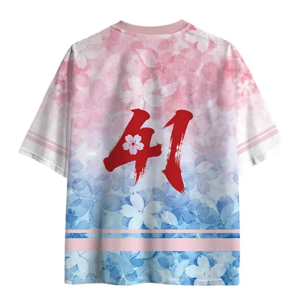 Cat Owl Cherry Blossom 3D Print Men's and Women's V-neck Casual Loose Breathable T-shirt Street Hip-hop Trend Short-sleeved Top.