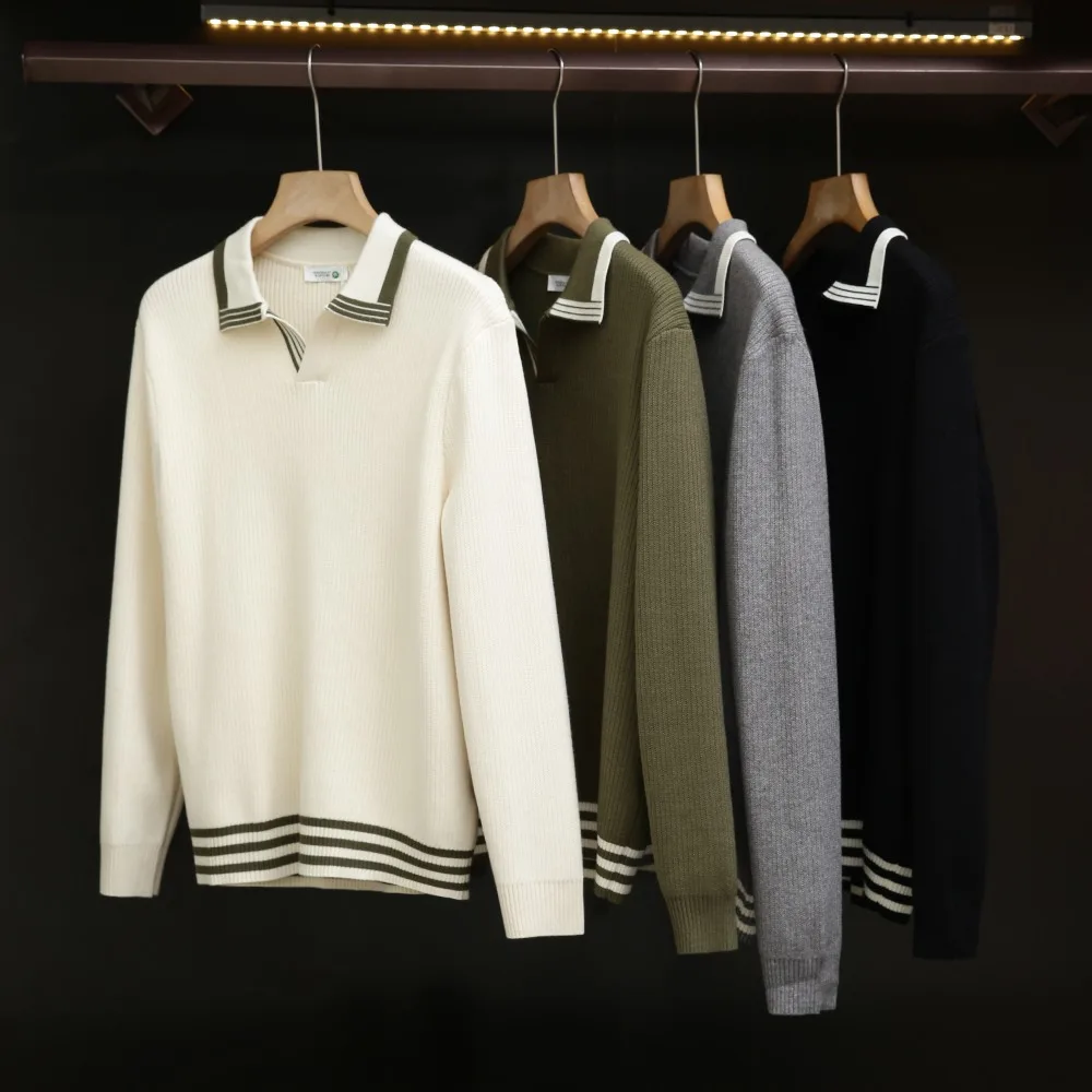 

Men's Jersey Sweatshirt High End striped sweater Pullover Casual Streetwear vintage Knitwear New Products 2025 Jumper