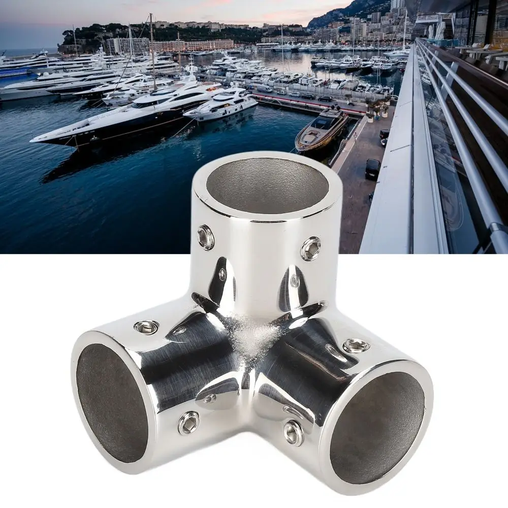 Marine Grade 316 Pipe Connector Stainless Steel Mirror Polished Hand Rail Fitting 1-1/4 Inch Pipe 7/8 Inch Corner Elbow
