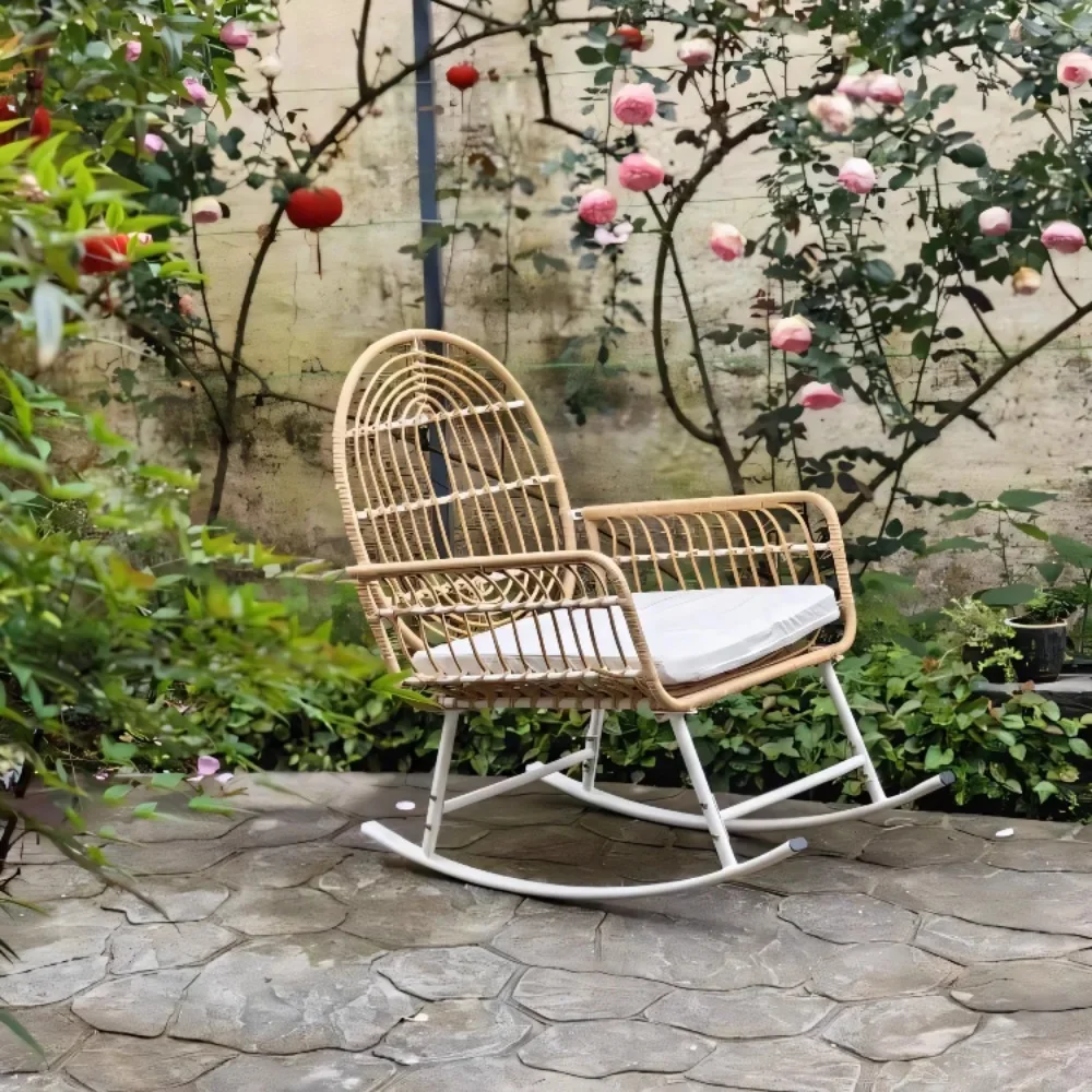 

Outdoor Living Chair Balcony Armrest Lounge Rocking Rattan Chair Recliner Lazy Muebles Para El Hogar Sectional Room Furniture