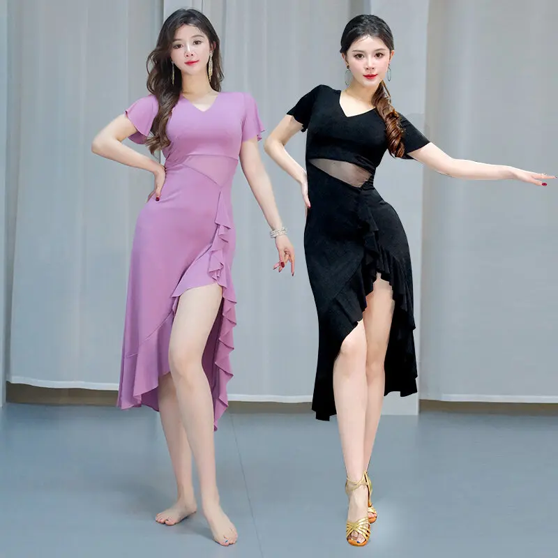 

Belly Dancing Woman Costume V-Neck Fishtail Skirt With Irregular Lace On The Side
