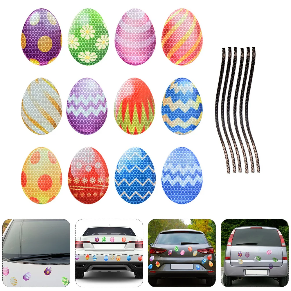 

2 Sets Easter Bunny Magnets Scratch Resistant PVC Reflective Sticker Car Decor Fridge Magnets Home Decor Stickers Easter