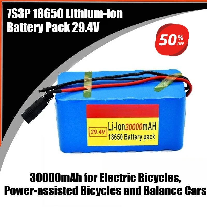 

7S3P 18650 Lithium-ion Battery Pack 29.4V 30000mAh for Electric Bicycles, Power-assisted Bicycles and Balance Cars