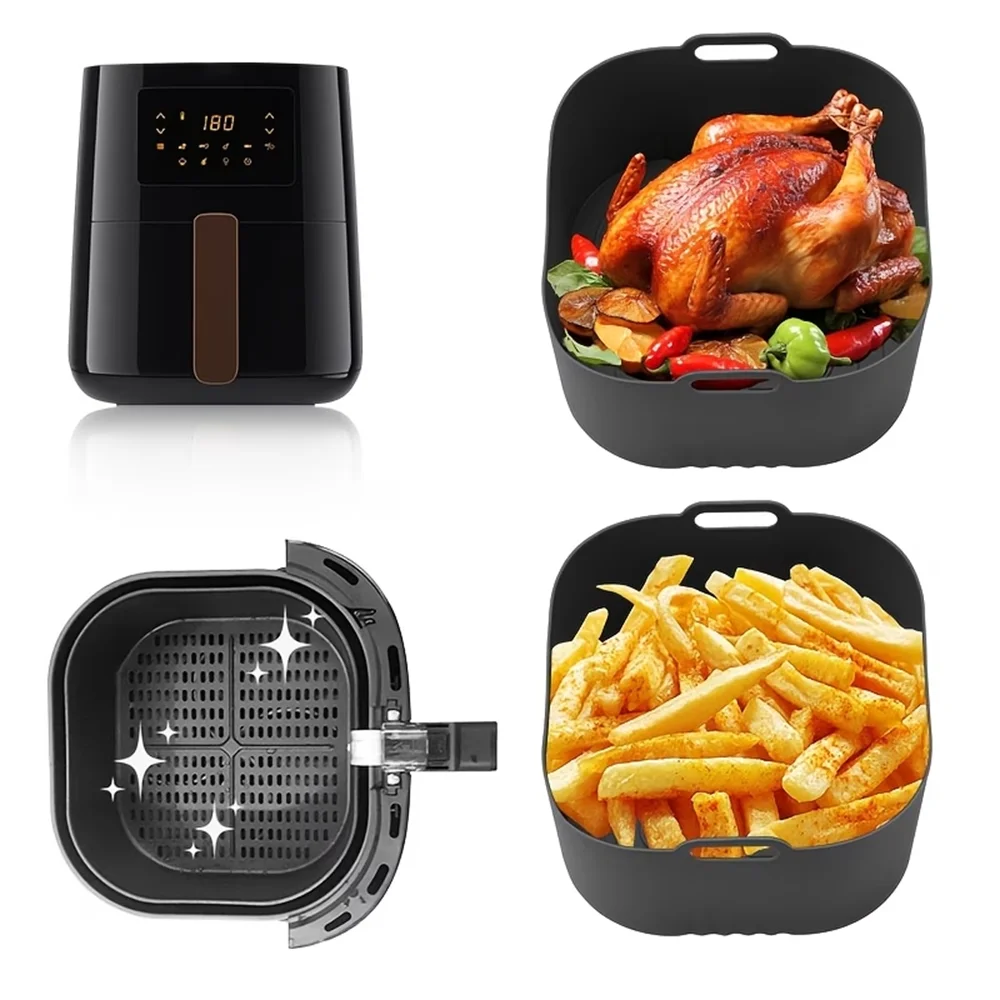 Bandeja de silicone para fritadeira de ar de 17,5 cm/6,89 polegadas, compatível com HD9252 HD9200 HD9255 cesta de cozimento reutilizável para acessórios de 4-5L