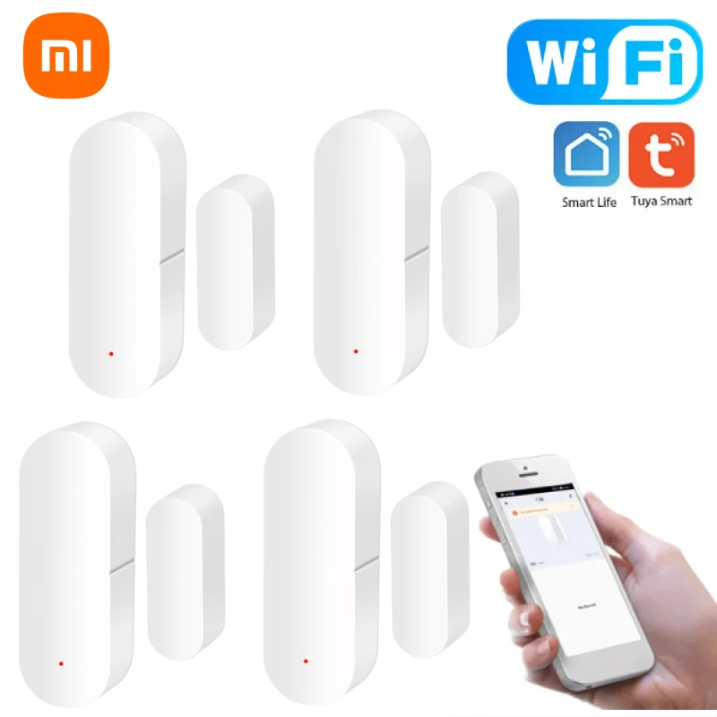 Xiaomi-Tuya Sensor de porta Wi-Fi doméstico inteligente, alarme de janela, detectores abertos, fechados, proteção de segurança, vida inteligente, Alexa, Google