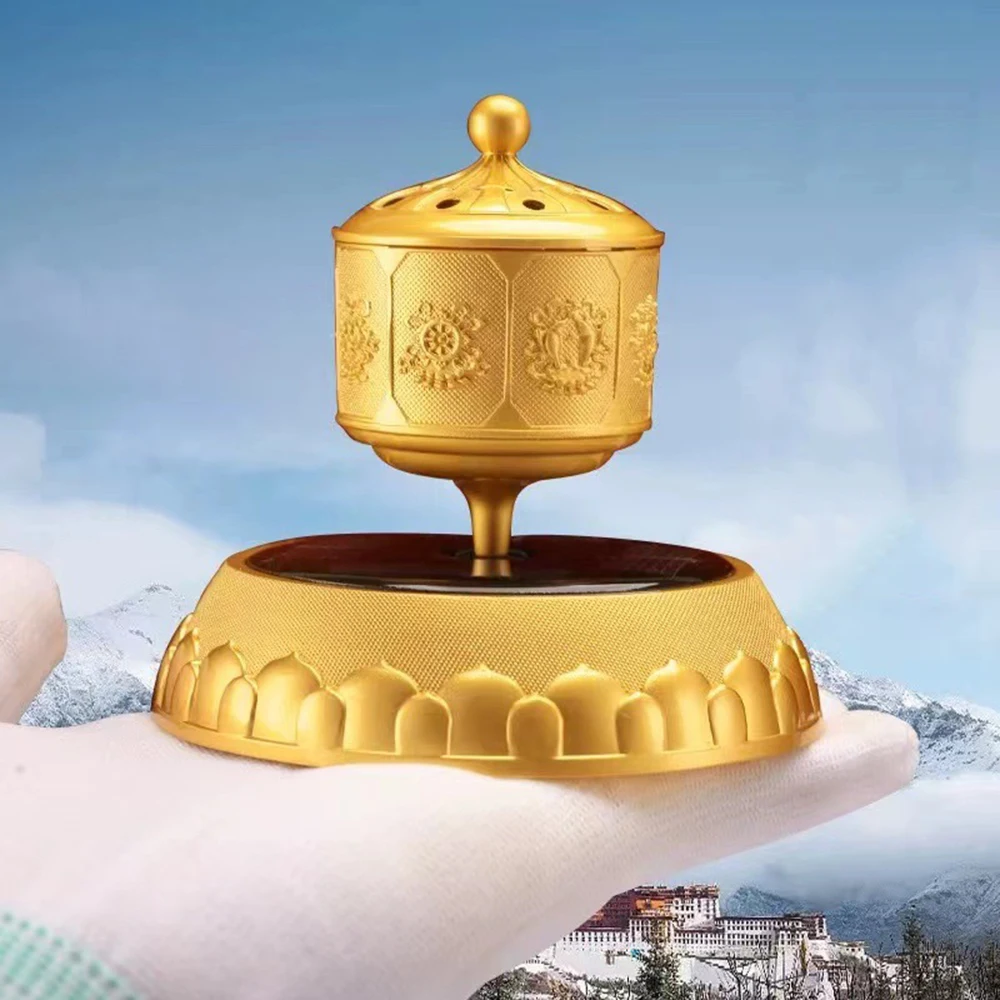 

2025 New solar powered car prayer wheel, Six-character mantra, eight-auspicious scripture tube, Car perfume ornaments