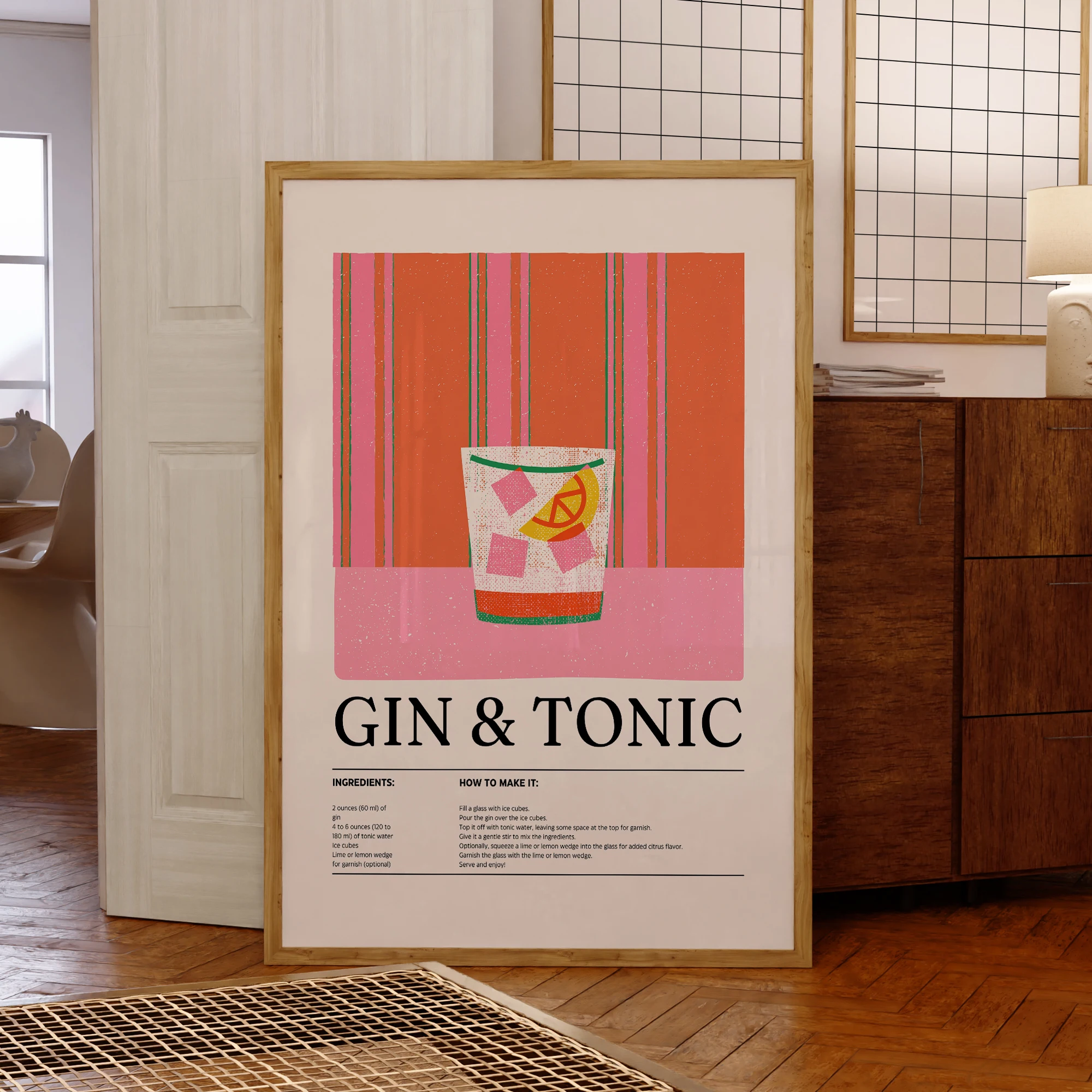 Modern Minimalist Gin & Tonic Cocktail Gifts For Wall Art Prints Canvas Painting Poster Picture For Living Room Home Decor