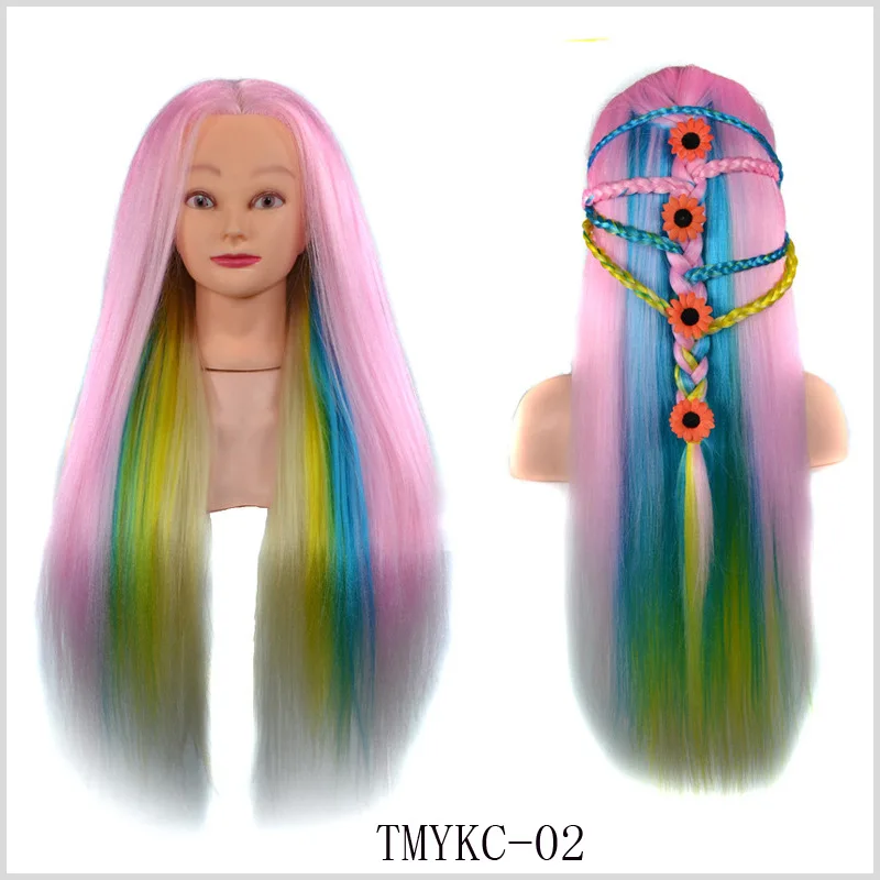 Colored wig mold Highlight dye teaching model Braided hair coil hair model Rainbow Wigs