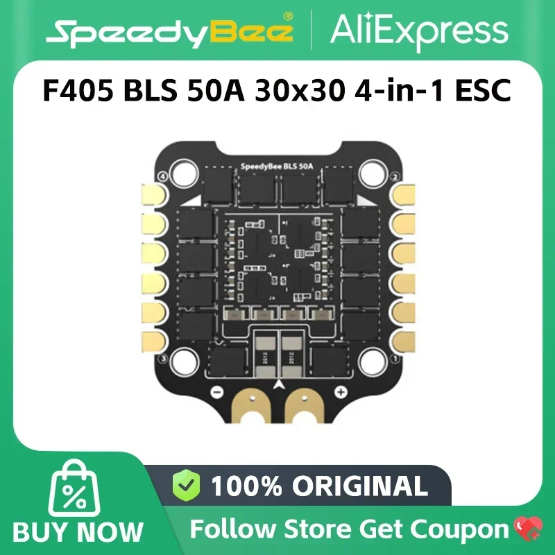 SpeedyBee F405 BLS 50A 30x30 4-in-1 ESC Real 50A 4-in-1 ESC Bluetooth 4-level LED battery indicator 8 motors output 1000uF