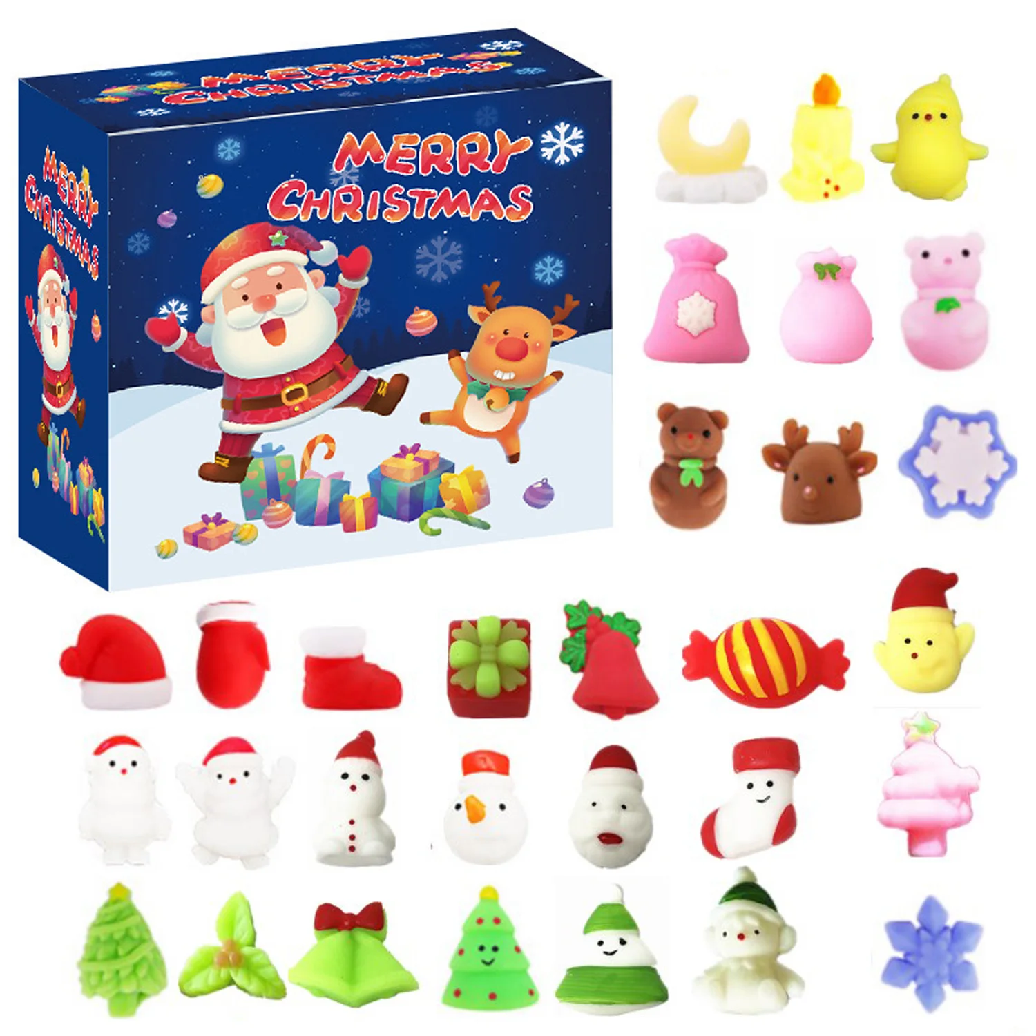 

30pcs Christmas Soft TPR Squishy Squeeze Cartoon Animal Toy for Children Adults Relieves Stress Anxiety Squishies Toys Random