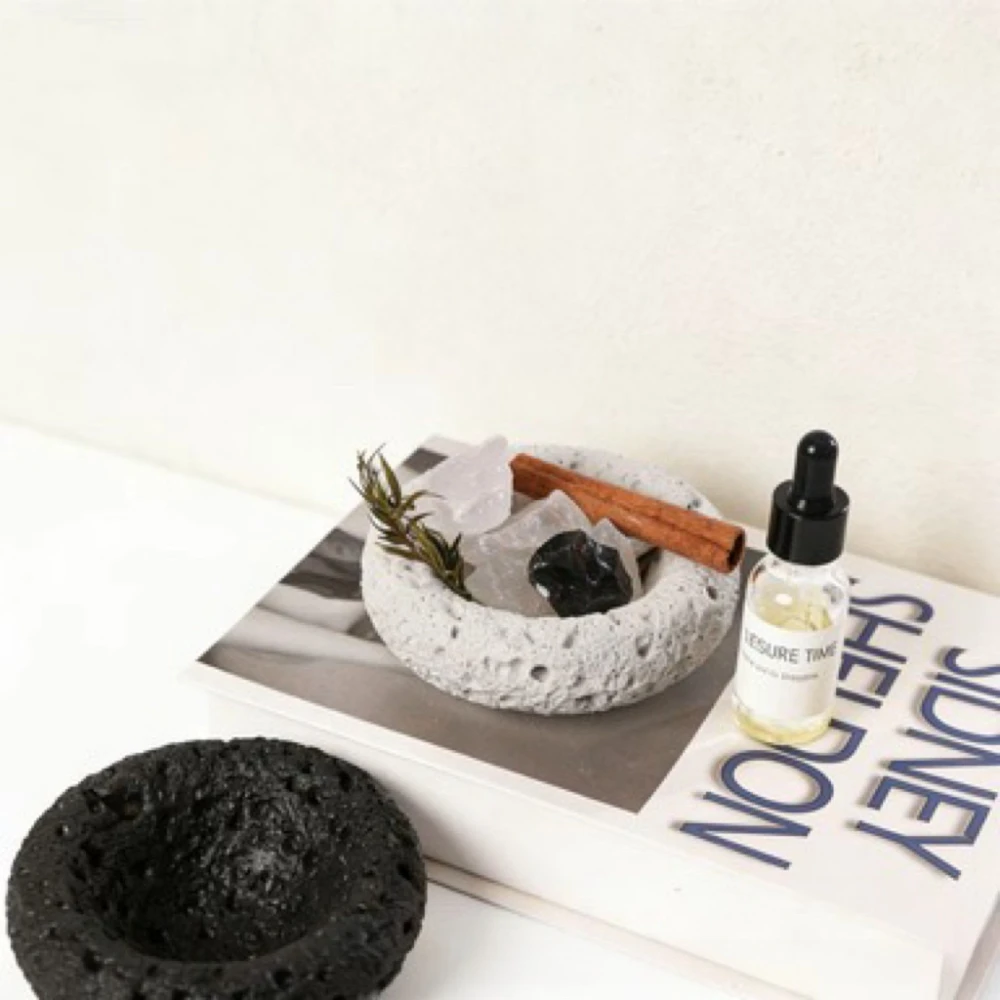 Cement Meteorite Candle Cup Fire-free Spar Container Romantic Fragrance Lasting Candle Holder Decoration Craft for Home Decor