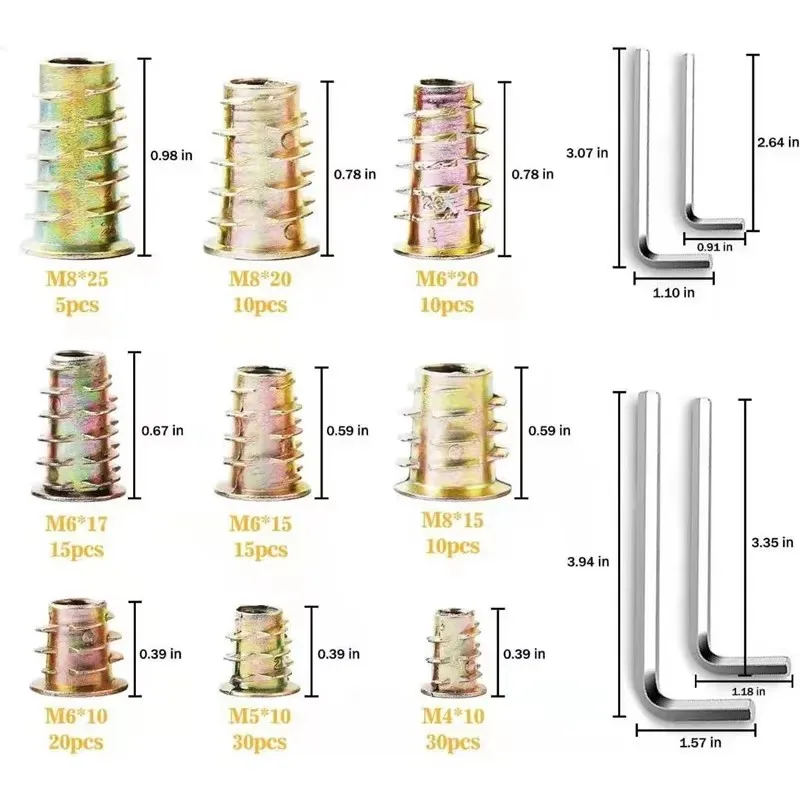 

149 Pcs M4 M5 M6 M8 Zinc Alloy Furniture Hexagon Drive Threaded Nut Furniture Wooden Bolt Fastener Connector Assortment Kit
