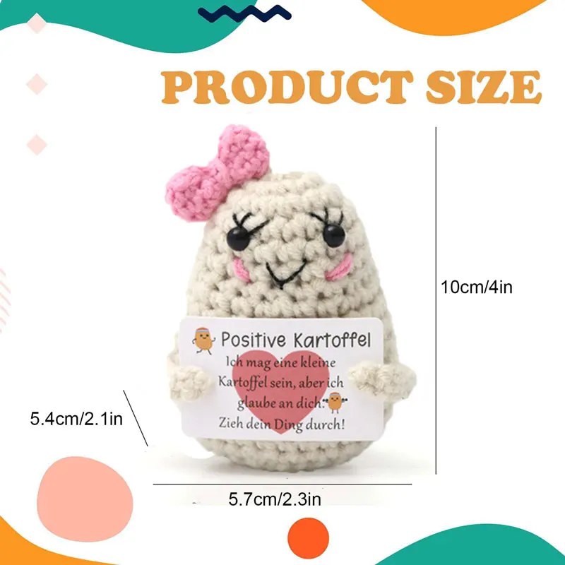 Mini poupée tricotée en laine de peluche faite à la main avec carte, cadeau de noël amusant, décoration de la maison, nouvelle énergie Positive, amour pomme de terre
