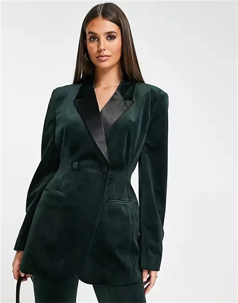 Costume de bureau en velours pour femmes, 2 pièces, Blazer + pantalon, costume de bureau, croisé, sur mesure