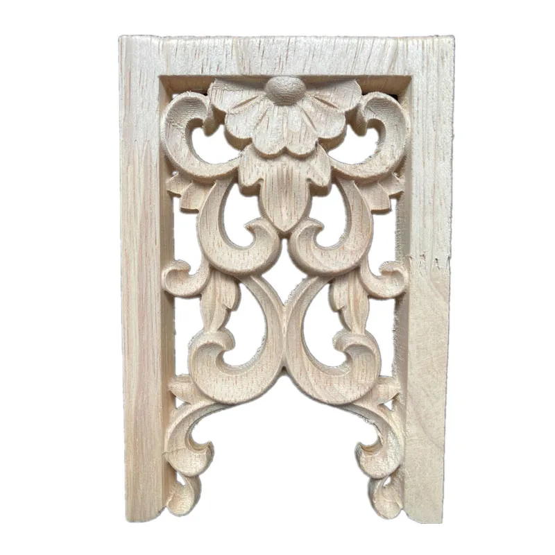 1PC 12cm Wooden Wood Applique Decorative Antique Flower Piece Pass Background Wall Wardrobe Home Decoration Accessories