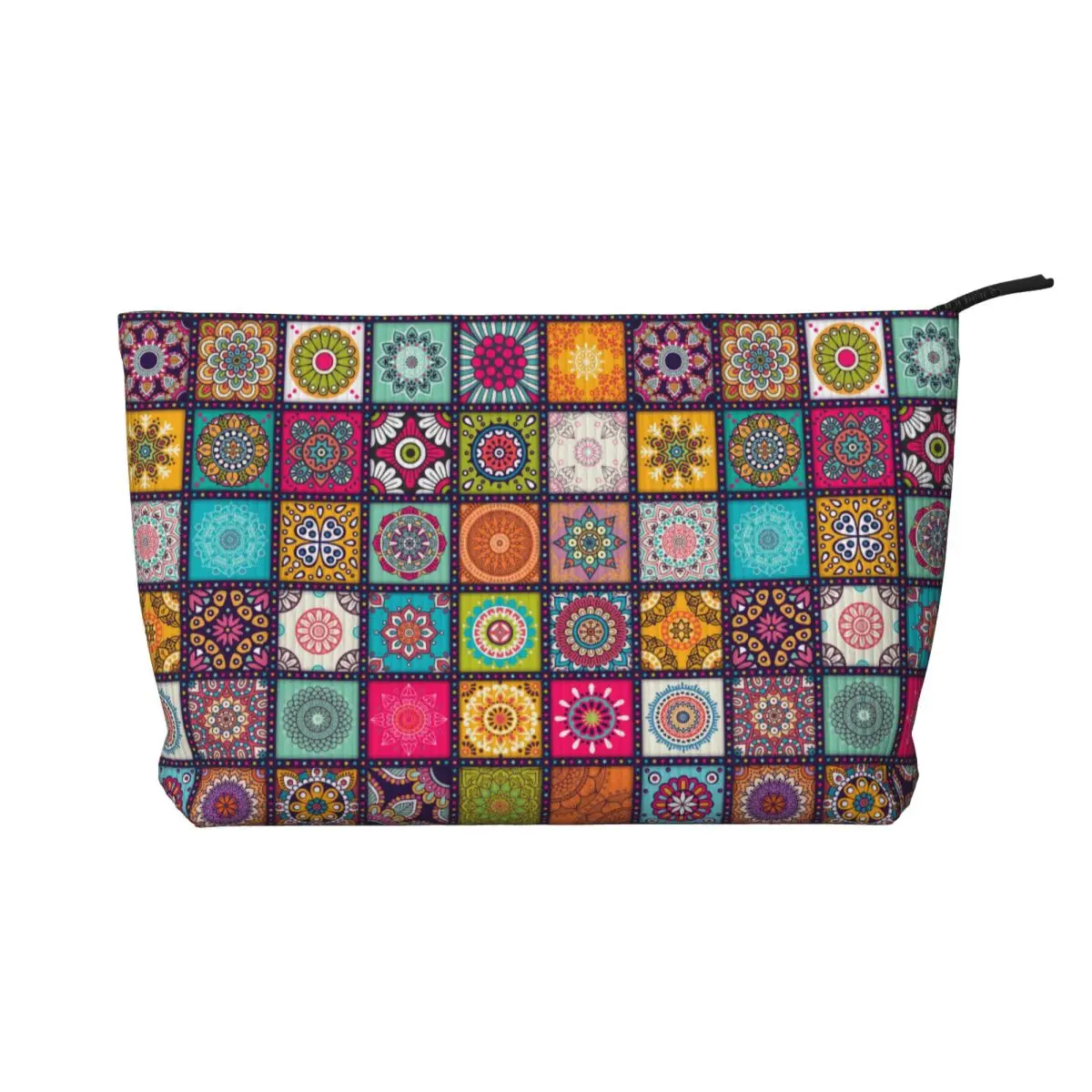 Custom Arabic Indian Ethnic Floral Mandalas Pattern Toiletry Bag Corduroy Makeup Cosmetic Organizer Women Storage Dopp Kit Box