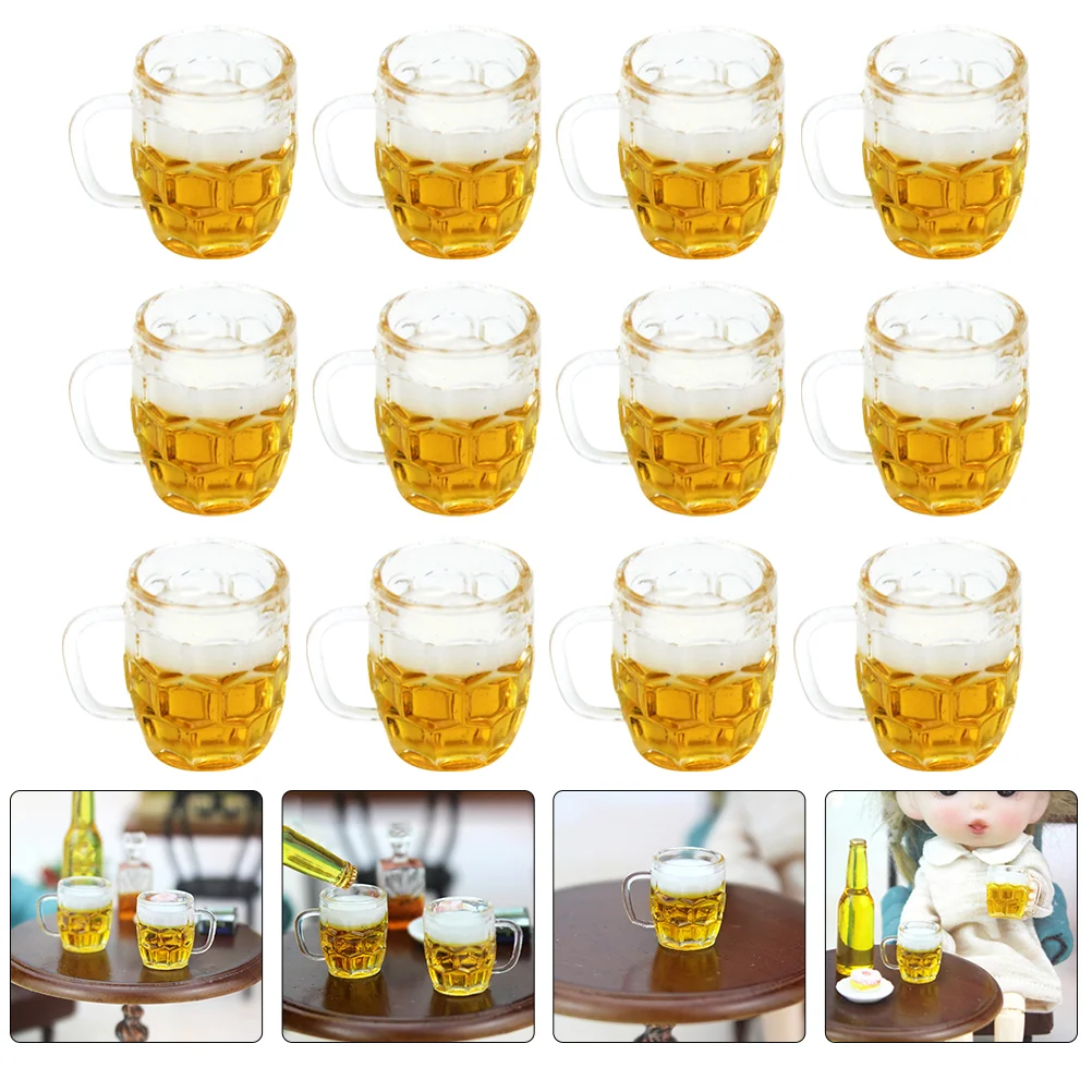 Mini tazas en miniatura de simulación de cerveza, modelo pequeño, Prop, taza Adorable, Escena de resina, adorna claro