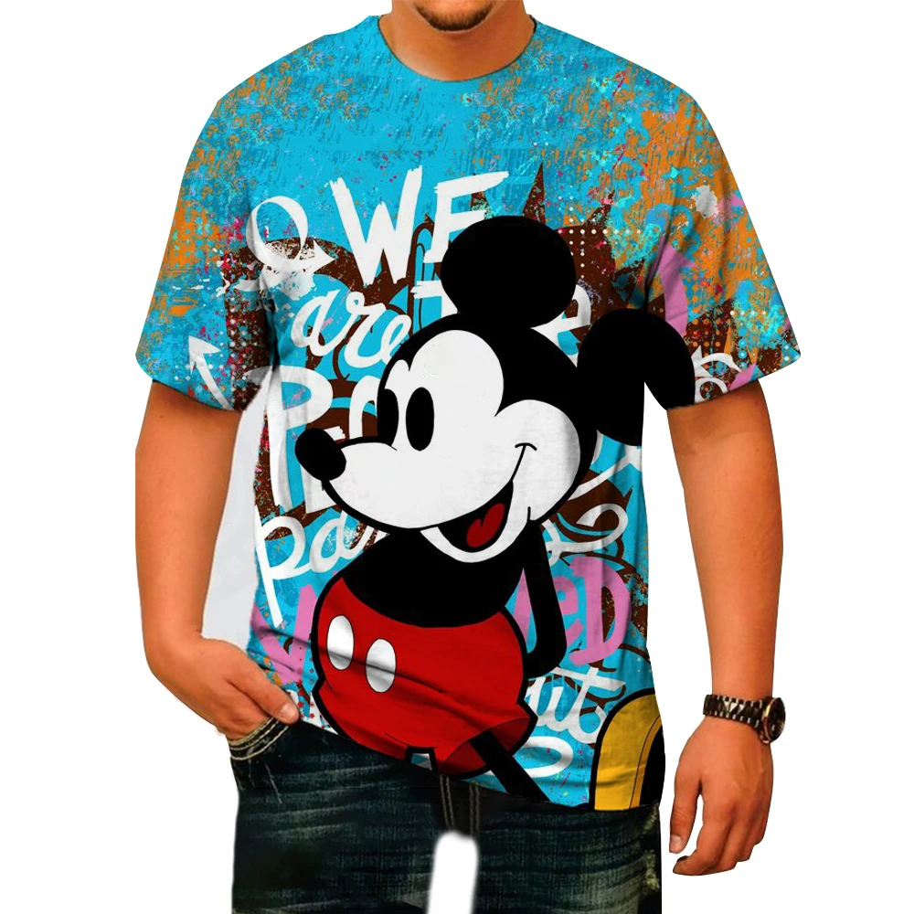 Men\'s Disney Mickey Mouse 3D Print T-Shirt Summer Daily Loose Short Sleeve Kids Male Tops Casual Tees Unisex Clothing Apparel