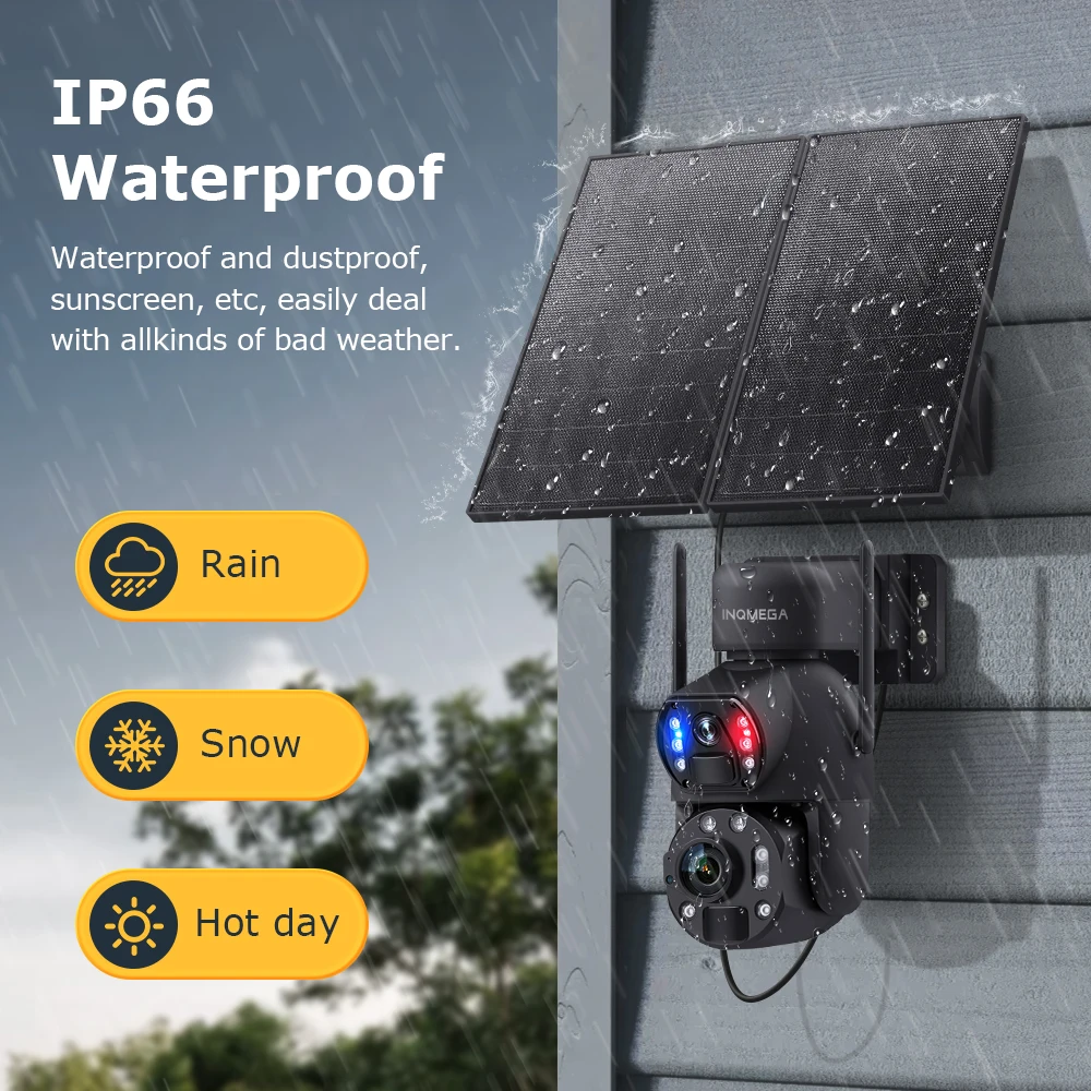 INQMEGA 20W 6MP 36X ZOOM Solar Camera 4G SIM Outdoor Night Vision PTZ Cameras With Solar Panel Battery CCTV Video Surveillance