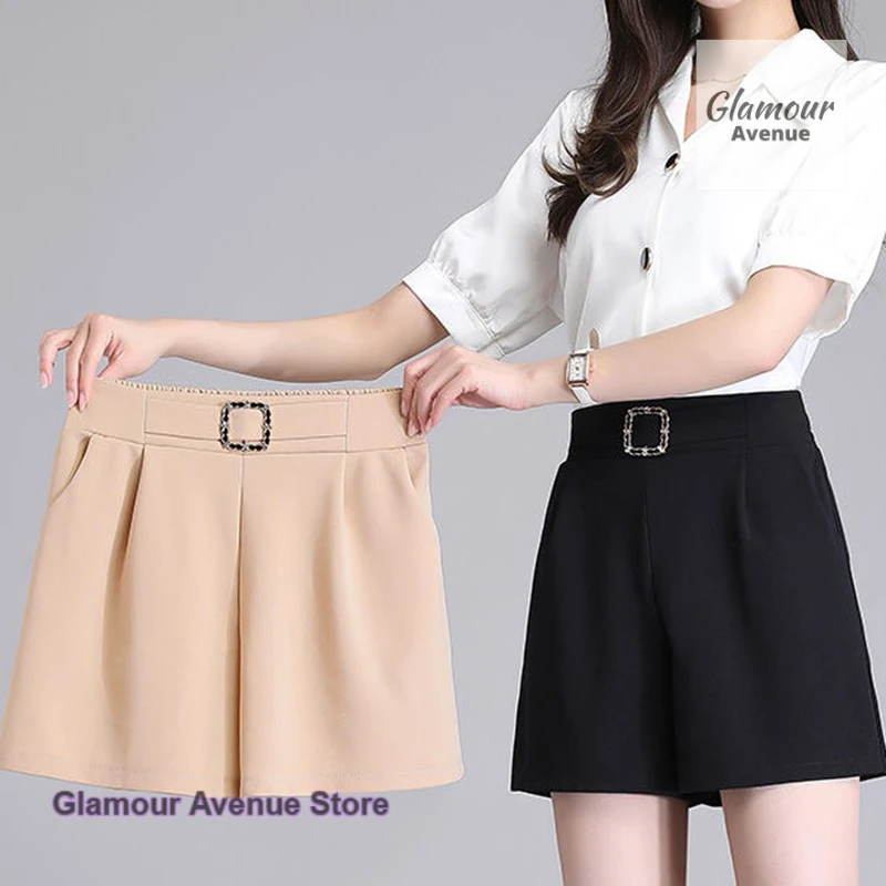 

Korean version of simple ice silk shorts women's summer new wide-leg pants new high waist Joker casual pants suit shorts.