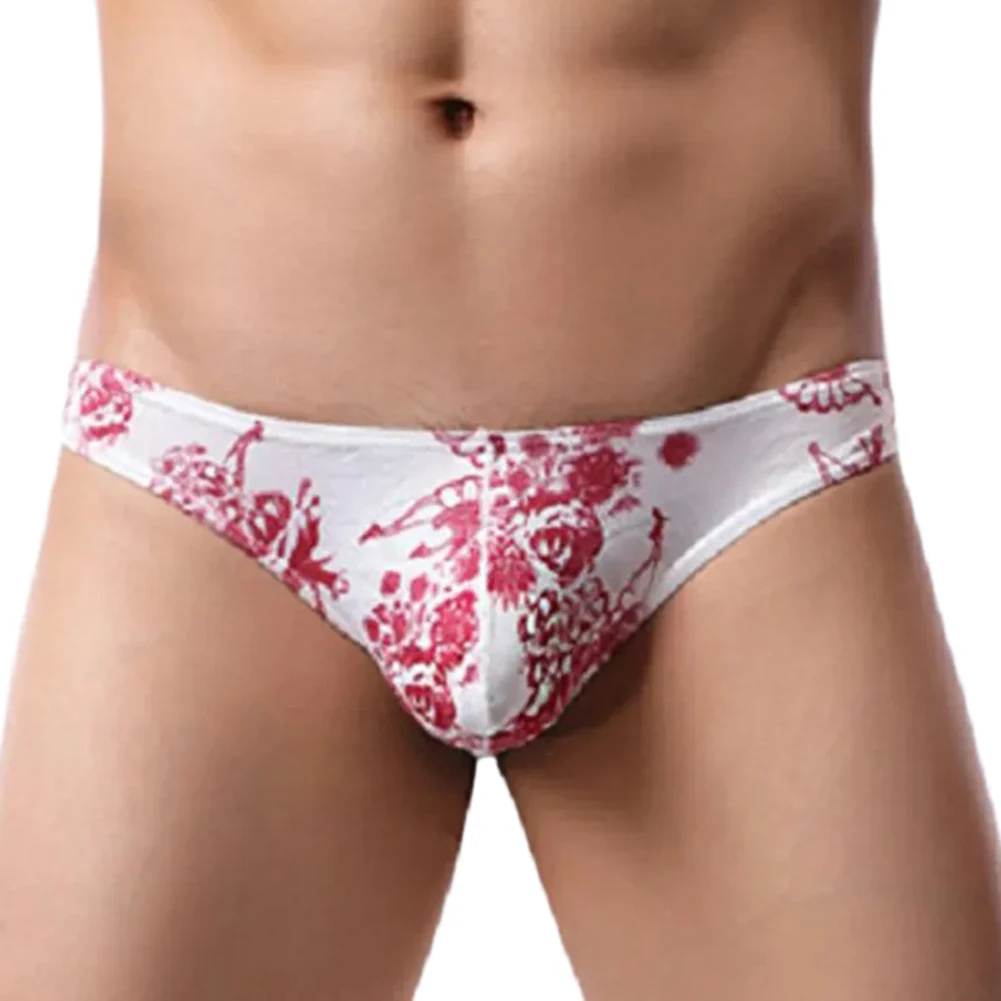 

Sexy Lingerie Mens Print Comfortable Briefs Underwear Sleep Bottoms Daily Knickers Male Tanga U Pouch Thongs G String Underpants