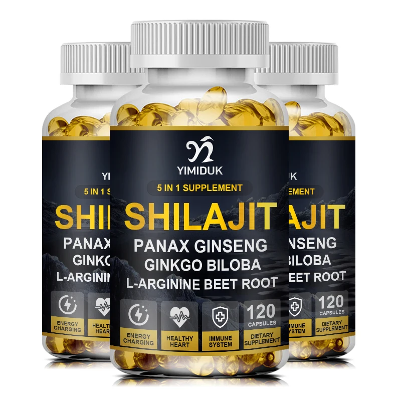 

Yimiduk Pure Vegan Shilajit Capsules with Ginseng & 55% Fulvic Acid For Immunity Men Energy Supplement Physical Performance