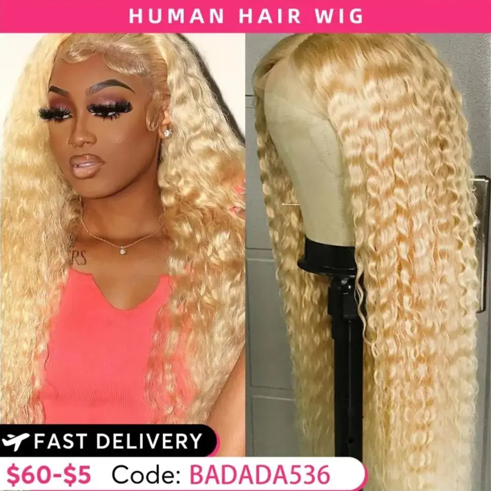 613 Deep Wave Lace Front Wig Human Hair 13x6 Blonde HD Lace Frontal Wigs Human Hair 200% Density Transparent Wig Cheap on Sale