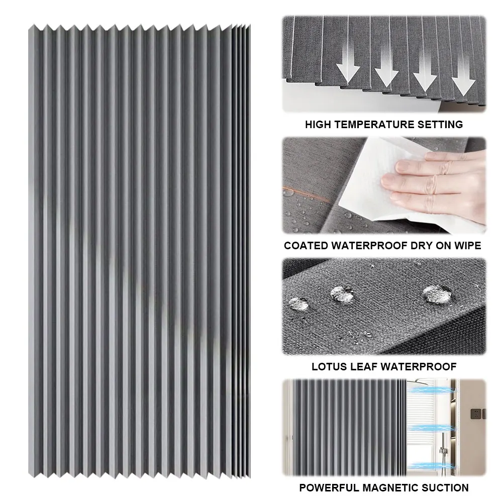 

Foldable Magnetic Bath Curtain Waterproof Bathroom Curtain with 14 Hooks Privacy Bathroom Divider for Bathroom