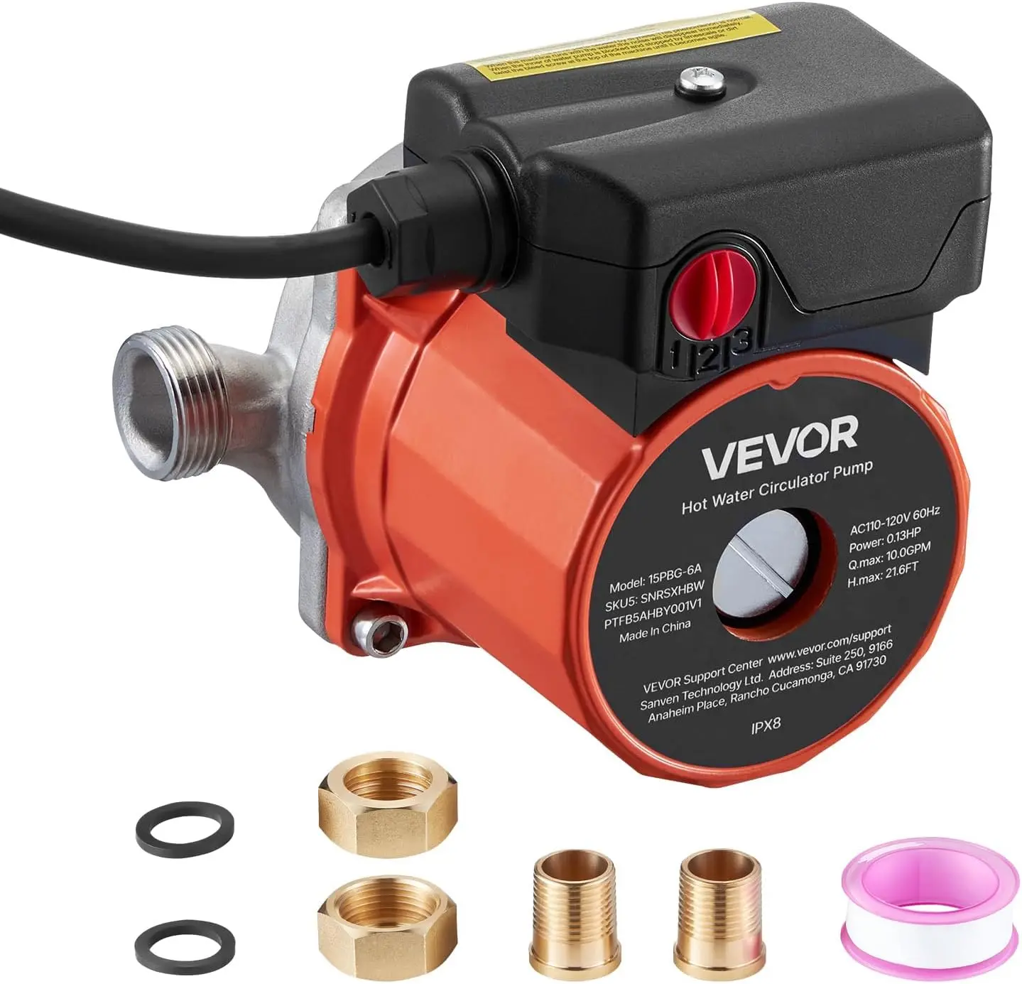 

BestsellerHot Water Recirculating Pump, 10 GPM, Instant Circulation Circulator Pump System, 3-Speed Control, 0.13 HP, 110-120V,