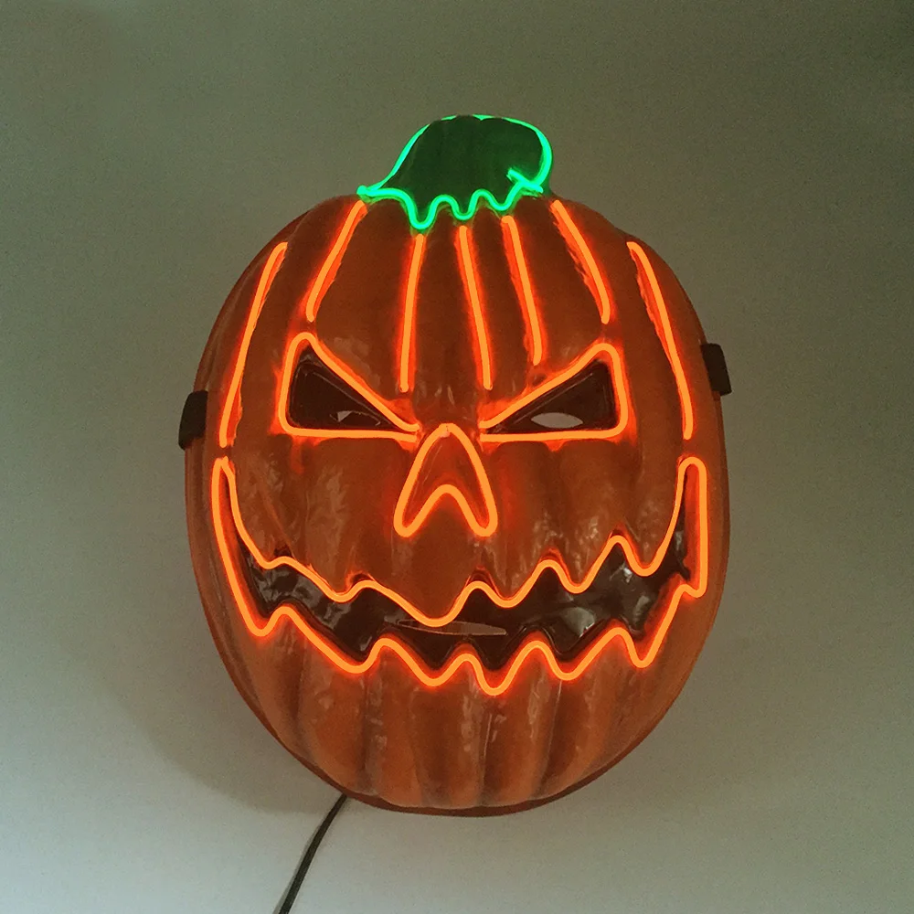 Halloween Light Up Pumpkin Head Mask Orange Mask Glow In The Dark Luminous Face Mask Adult Kids Cosplay Supplies