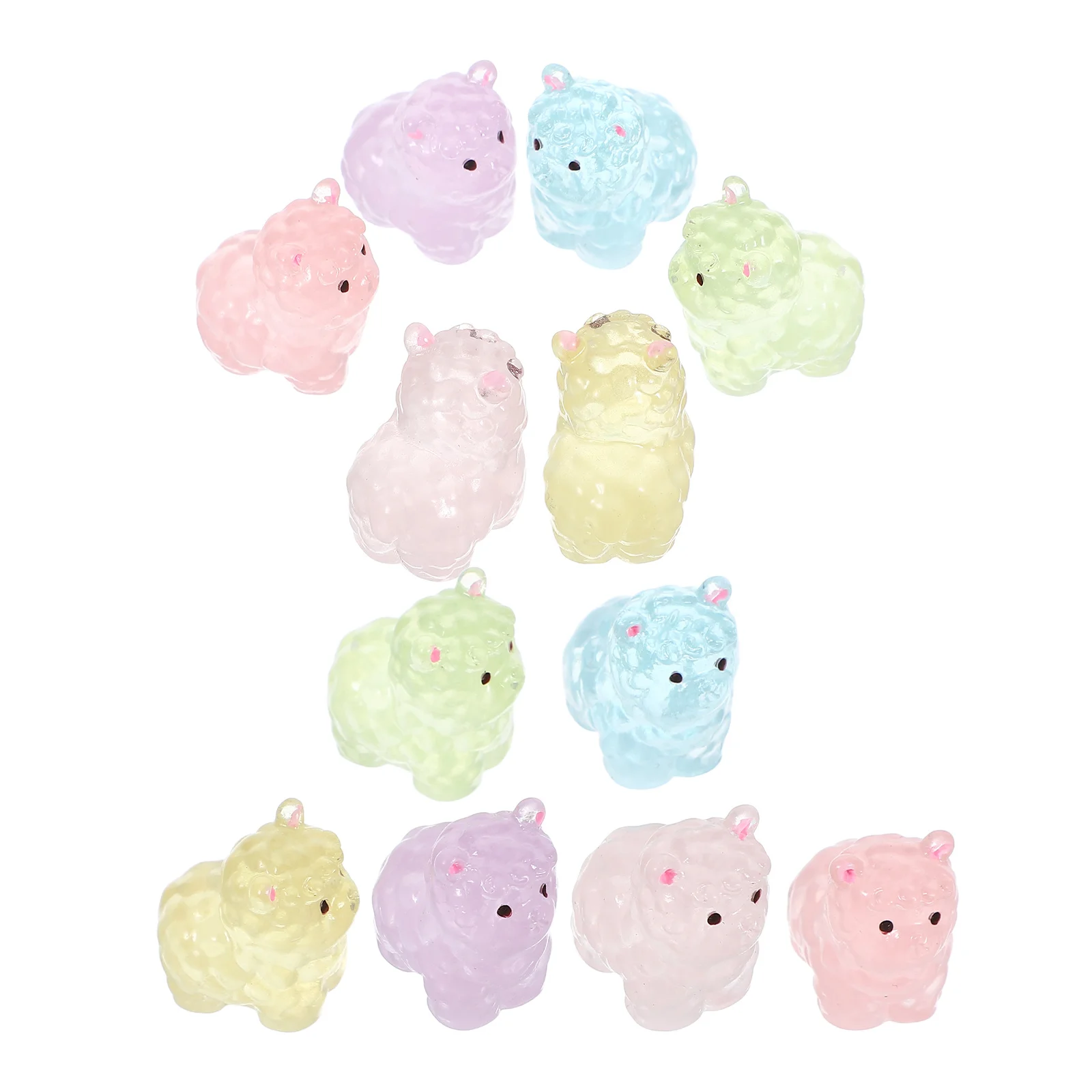 

12pcs Night Light Alpaca Glow In The Dark Mini Resin Animals For Home Decor Micro Landscape Garden Ornament Bulk