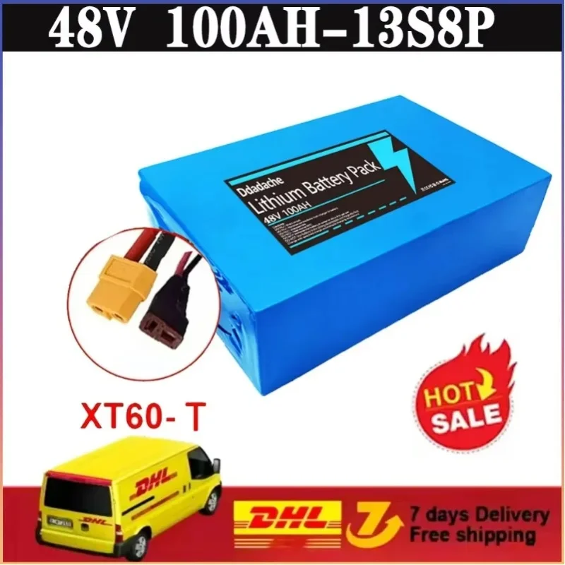 Neuer 48V 40Ah 18650 13S8P Lithium-Akku mit integriertem 50A 2000W Hochleistungs-BMS