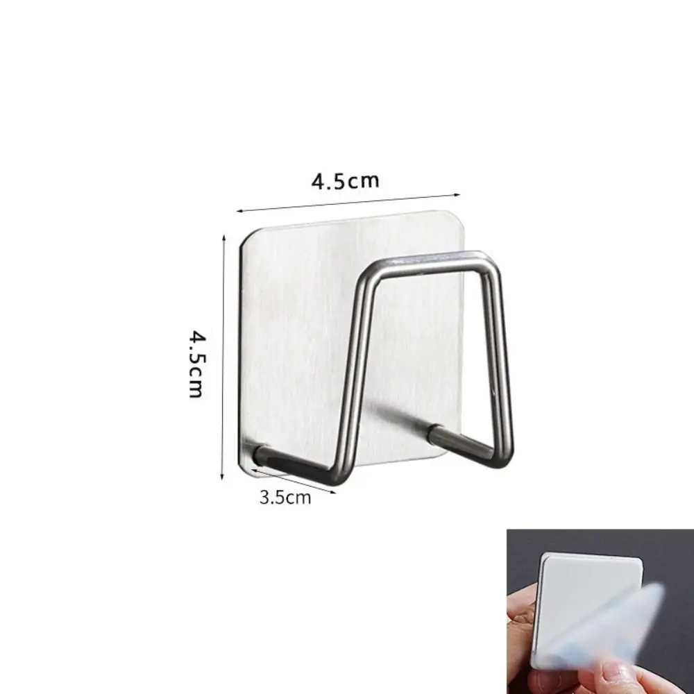 Storage Accessories Stainless Steel Universal Hook Black Silver Adhesive Sponges Holders Drain Drying Rack Kitchen