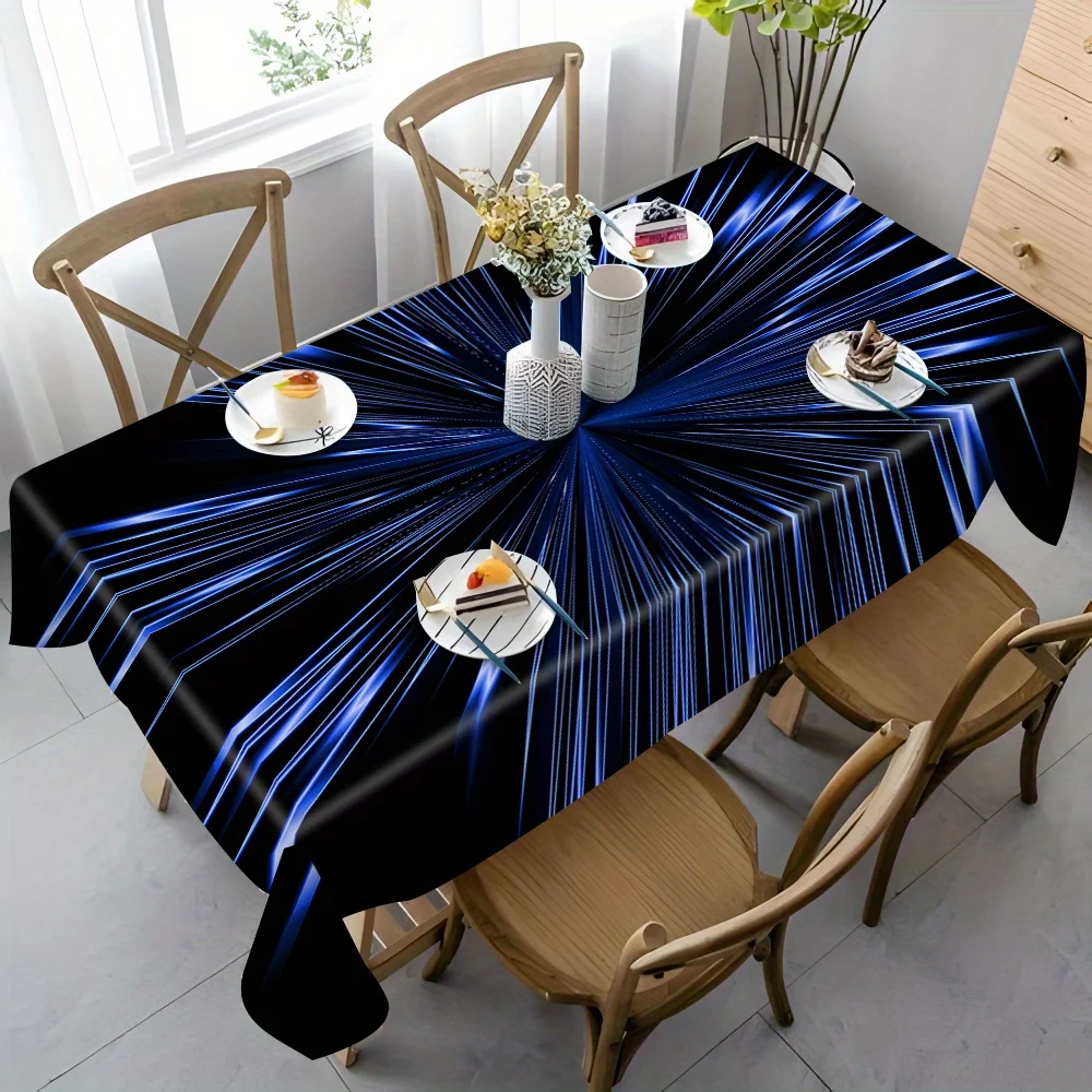 Waterproof Tablecloth Cover for Dining Room Table Blue Streak Pattern Decorative Table Linen for Home Decor