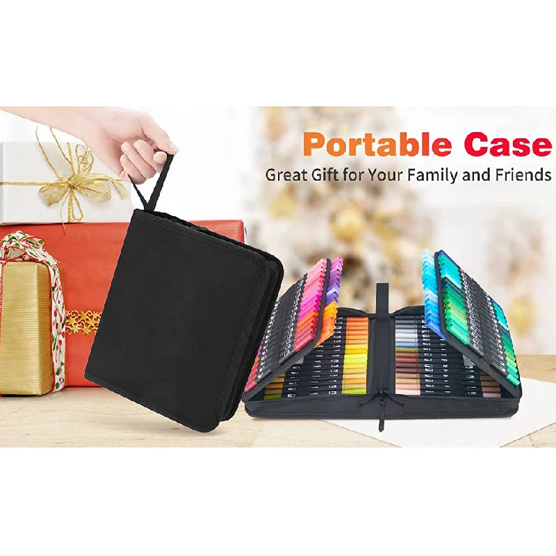 مجموعة فرشاة وأقلام تحديد رفيعة ذات طرف مزدوج | علامات فنية بأطراف مائية للخط والرسم والرسم #5