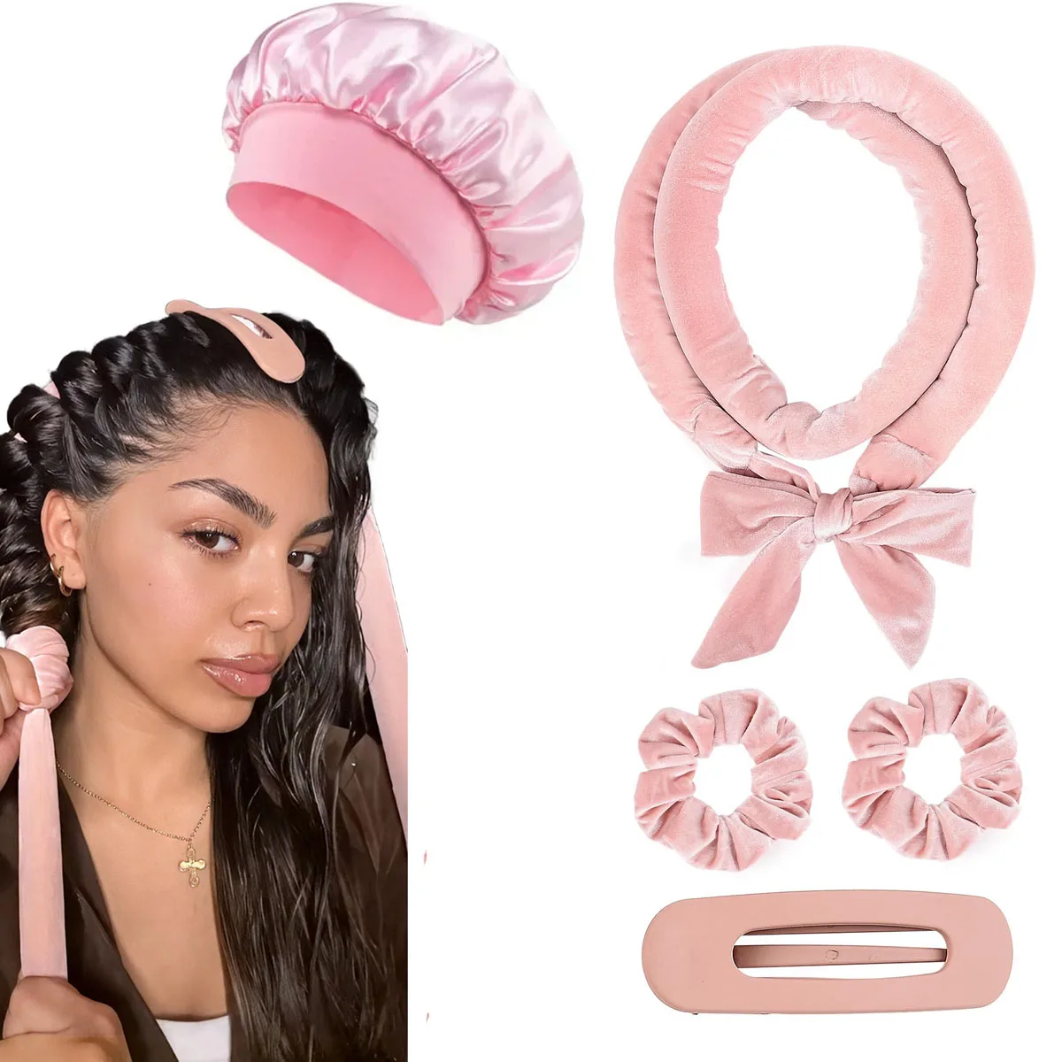 Keine Hitze Lockenwickler Heatless Curling Rod Stirnband Weiche Lockenwickler Satin Lockenwickler Locken Schlafhaube Nachtmütze Styling-Tools