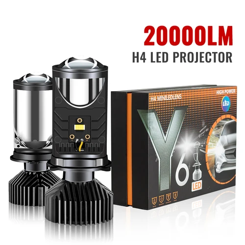 Lente de proyector de faro LED Y6 H4 con ventilador de refrigeración 90W bombilla de haz alto de automóvil 12V