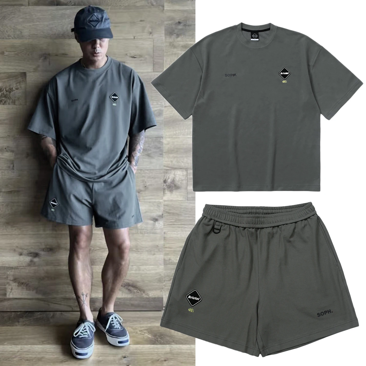 

Комплект спортивной одежды MADN X RB: футболка с коротким рукавом и шорты, хлопок, молодежный стиль, летняя коллекция