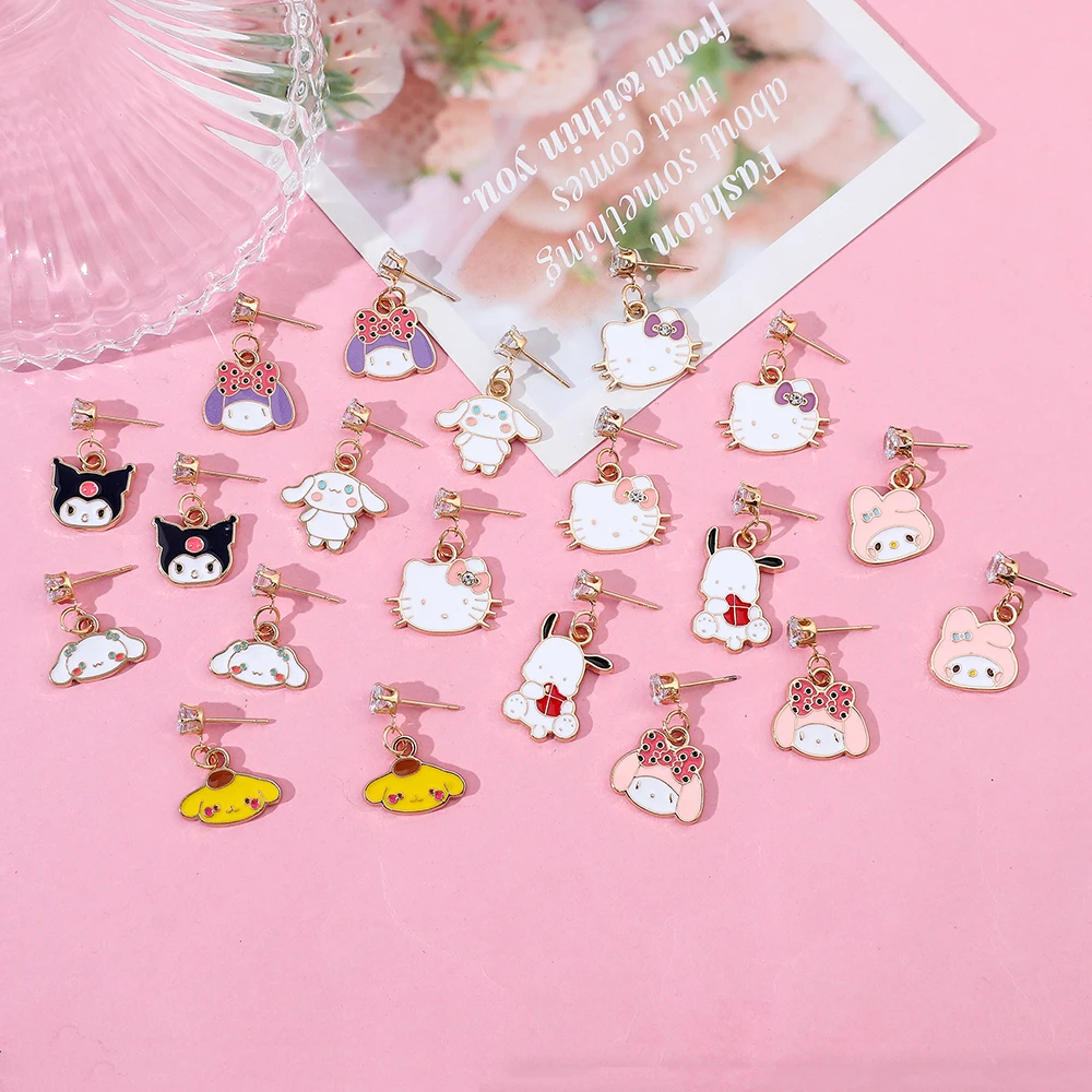 Sanrio Anime Cartoon Hello Kitty Kuromi My Melody Cinnamoroll Pochacco orecchini pendenti orecchini carini regalo