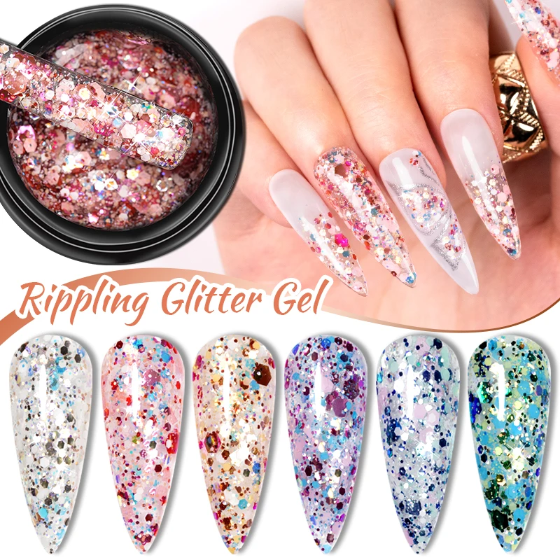 Colorful Glitter Sequins Gel Nail Polish 5ML Glitter Nail Art Gel Soak Off UV Gel For Manicure Semi Permanent Varnish Hybrid