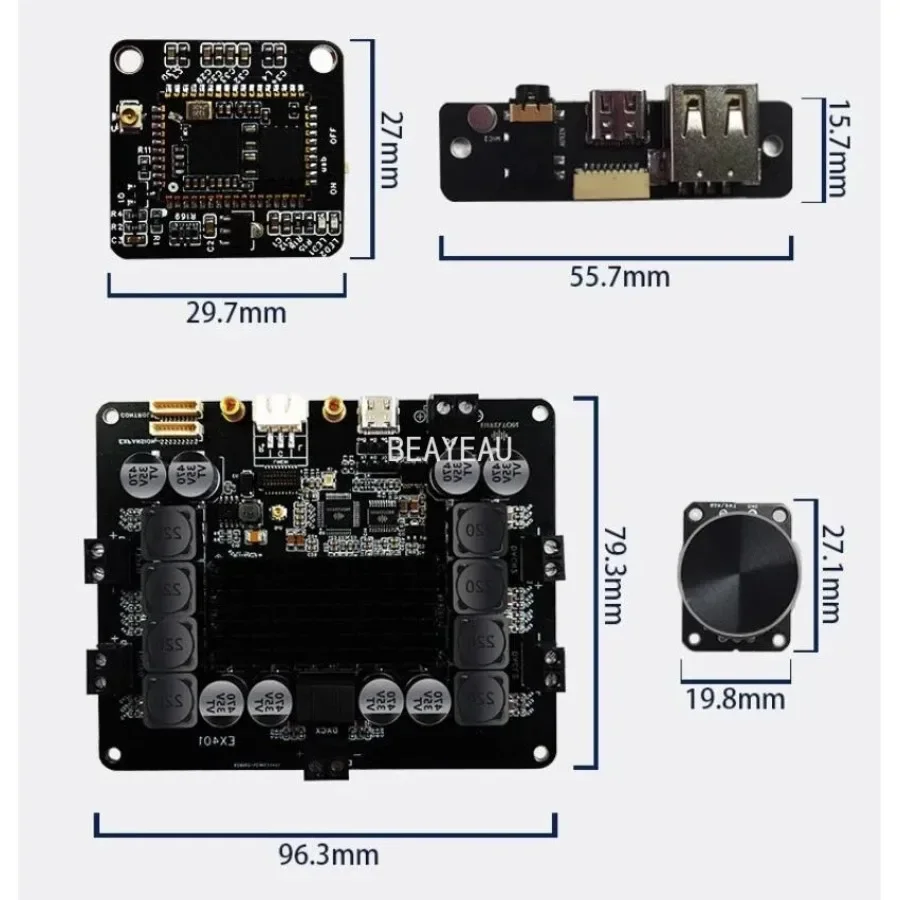 4.1DSP Bluetooth Amplifier Board TPA3116+QCC5125 50W*4+100W Subwoofer Audio Amplifier 2 in And 5 Out Electronic Frequency