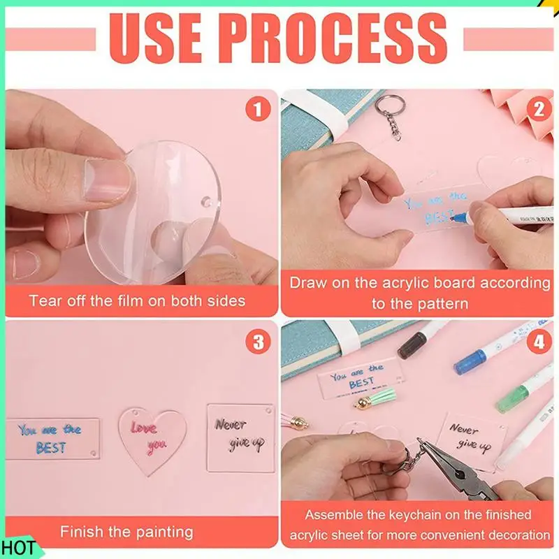 

AWAH 400 Pieces Acrylic Keychain Blanks Blank Acrylic Clear Keychain Pendants For DIY Craft Projects
