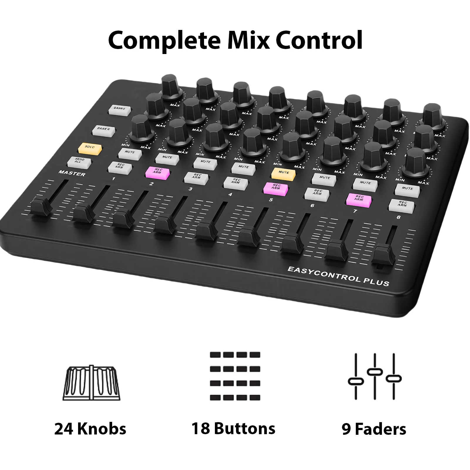 MIDI Keyboard Controller Portable MIDI Controller Music Creation Tool Control Knobs Push Sliders Buttons for Arrangement
