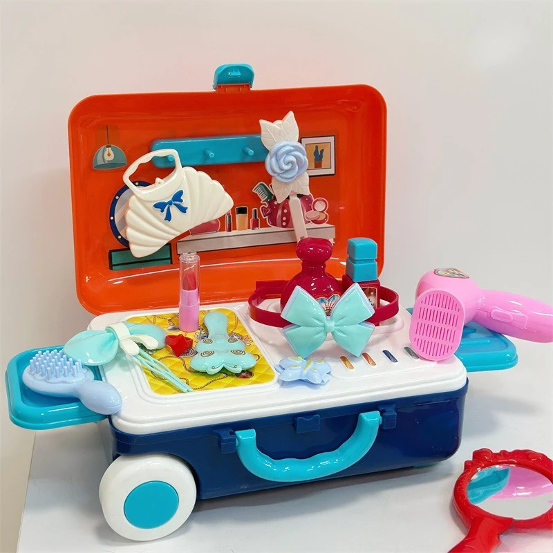 مجموعة ألعاب Happy Little Chef & Craftsman - حقيبة عربة وجبة أدوات المطبخ للطبيب/مجموعات المكياج وألعاب الألغاز مثالية لمنزل لعب الأطفال