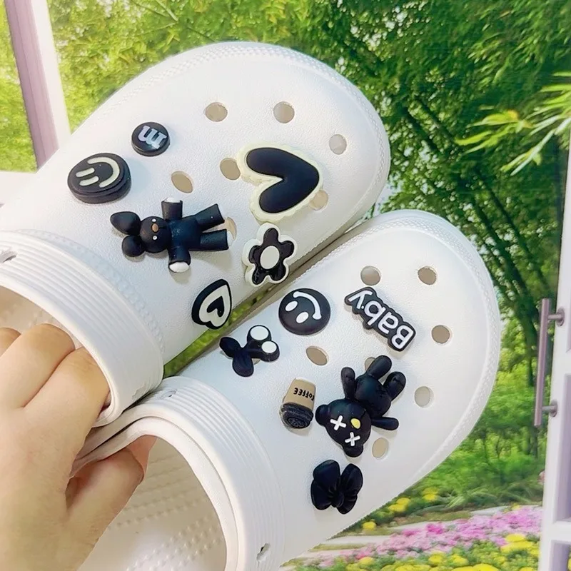 12PCS Fashion Shoe Charms for Clogs Set Accessories Hole Shoe Buckle Cute Cartoon Little Bear Rabbit DIY 3D Shoes Decorations