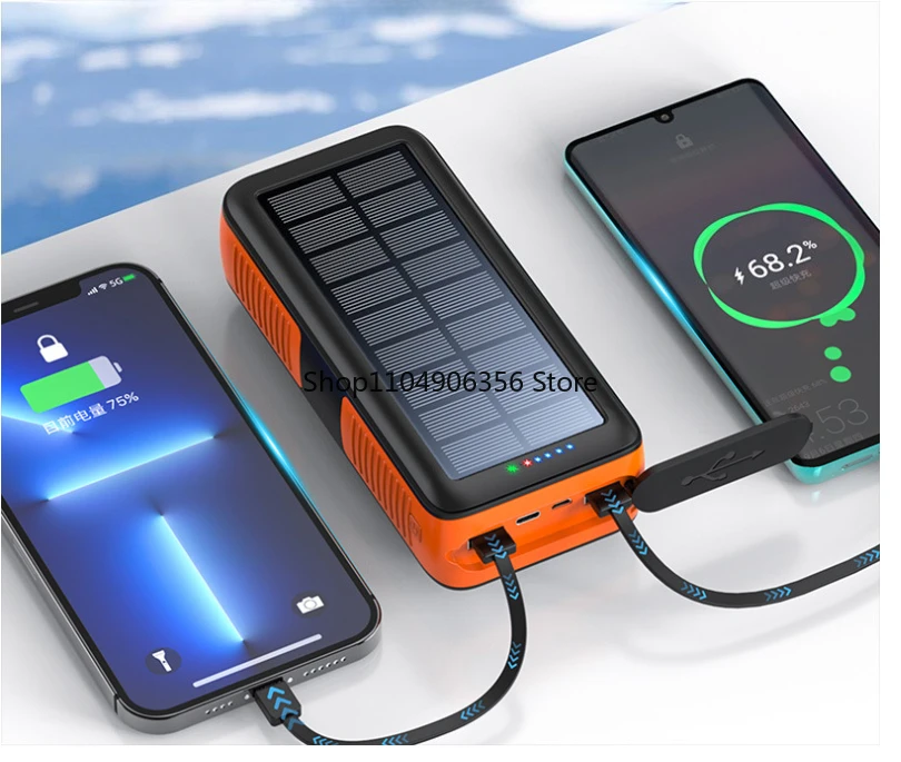 

Hand power generation Solar mobile power supply 63200mAh Self-contained cable 4LED light Power bank CE/FCC