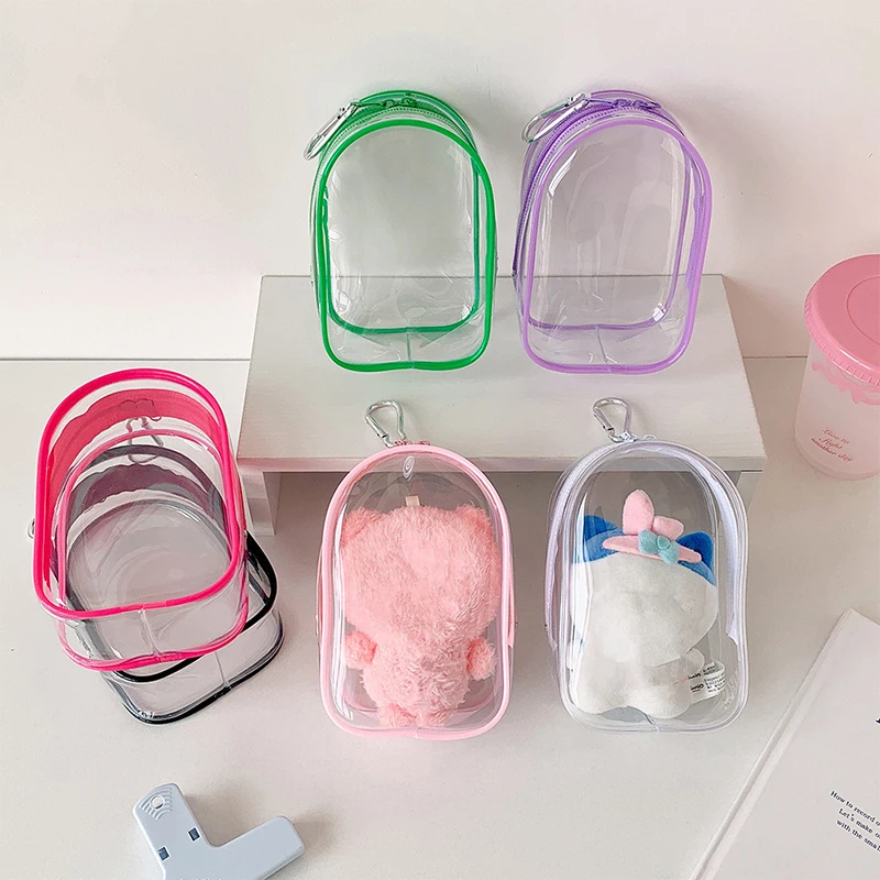 Cute Cartoon Anime Doll Storage Bag Keychain PVC Transparent Mystery Box Wallet Girl Children Kawaii Toy Doll Gift Bag